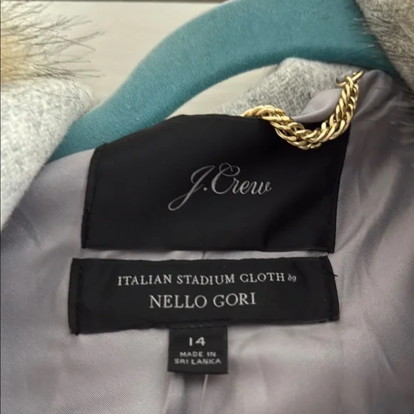 J. Crew Gray Wool Pea Coat with Fur Collar - Picture 3 of 7